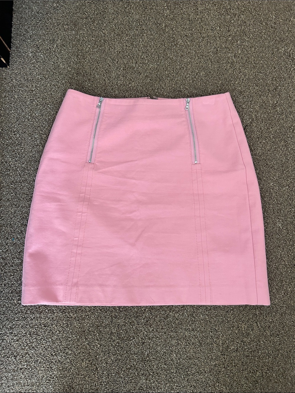 LOFT Pink Mini Skirt with Dual Silver Zippers